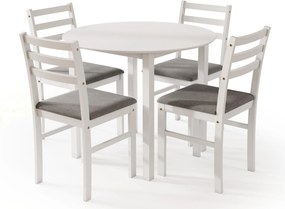 MAZZONI EXPORT TORINO étkezőgarnitúra Kerek asztal + 4 szék Fehér / Világosszürke