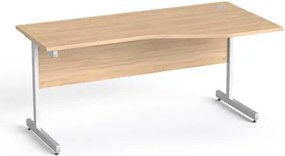 Íróasztal, íves, jobbos, szürke fémlábbal, 160x80 cm, MAYAH Freedom SV-29, tölgy (IBXA29T)