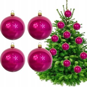 RĂłzsaszĂn Ăveg DĂszek KĂ©szlet 4 db Lengyel Fukszia SzĂnƱ KarĂĄcsonyfadĂszek