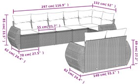 8 részes szürke polyrattan kerti ülőgarnitúra párnákkal