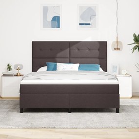 Rugós ágy matraccal és LED világítással, sötétbarna, 180 x 200 cm, szövet