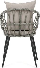 Kerti szék, fém, polyrattan, szürke, AZ-F1406 GREY
