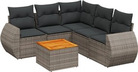 vidaXL 6 részes szürke polyrattan kerti ülőgarnitúra párnákkal