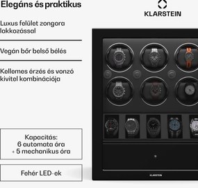 Klarstein ChronoVault óratekercselő, 6+5 óra, vegán, magas fényű, 4 üzemmód, Mabuchi motor, LED, aljzat