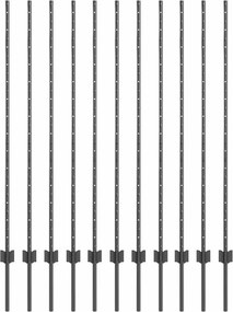 vidaXL Kerítésoszlop 11 pcs Szürke 140 cm Acél