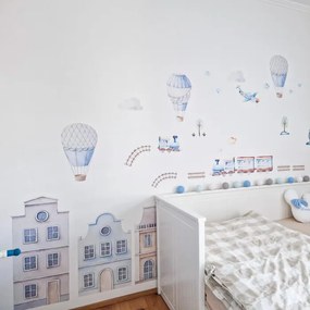 INSPIO Fali matrica - Kék hőlégballonok