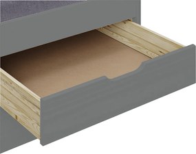 Ágy kihúzható pótággyal, szürke, tömörfa, 90x200, MARINELLA NEW