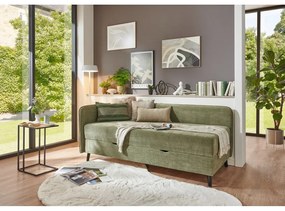 Zöld kárpitozott ágyneműtartós egyszemélyes ágy 120x200 cm Kiruna – Meise Möbel