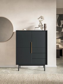 Comodă înaltă elegantă, de culoare neagră. VIVA VI04