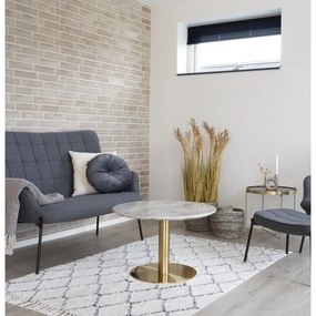 Fehér-aranyszínű kerek dohányzóasztal márvány dekoros asztallappal 70x70 cm Bolzano – House Nordic