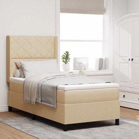 Boxspring Ágy Matrac Nélkül Krém 90x200 cm Szövet