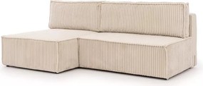 Solvero Mini bal oldali sarokkanapé ágyneműfunkcióval - világos bézs Tilia 01 plüss