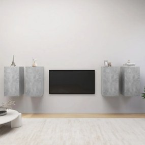 4 db betonszürke szerelt fa TV-szekrény 30,5 x 30 x 60 cm