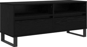 vidaXL TV szekrény Fekete tölgy 100 x 34,5 x 44,5 cm Műszaki fa és vas