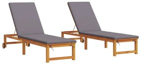 vidaXL Napozó 2 pcs Barna 202 x 53 x 89 cm Tömör Akácfa