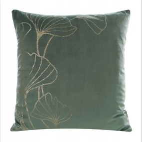 Párnahuzat 45x45 cm mentazöld arany színű páfránylevél mintával