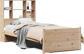 vidaXL tömör fenyőfa könyvespolcos ágy matrac nélkül 90 x 190 cm
