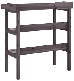 szürke tömör fenyőfa növénytartó asztal polcokkal 78x38x82,5 cm