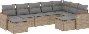 vidaXL 9 részes vegyes bézs polyrattan kerti ülőgarnitúra párnákkal