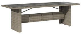 szürke polyrattan üveglapos kerti asztal 240 x 90 x 75 cm
