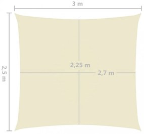 krémszínű téglalap alakú oxford-szövet napvitorla 2,5 x 3 m