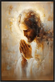 Poszter Alumínium Keret Jézus Krisztus Imádság Vallásos Művészet 40x60