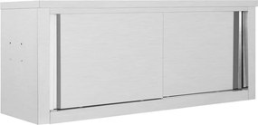 vidaXL rozsdamentes acél fali konyhaszekrény tolóajtókkal 120x40x50 cm