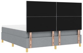 Boxspring ágy matraccal, világosszürke, szuper king, szövet