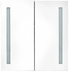fényes fehér LED-es tükrös fürdőszobaszekrény 62 x 14 x 60 cm