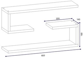 KÉSZLET 2x Fali polc JENIKA fehér