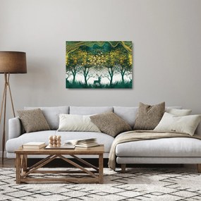 Kép - Szarvas a zöld erdőben (üvegen) (70x50 cm)