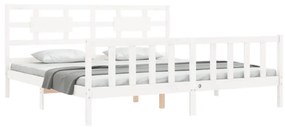 fehér tömör fa ágykeret fejtámlával Super King Size