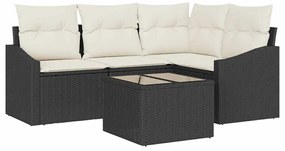 vidaXL Kanapé Szett párnával 5 pcs Fekete polirattan