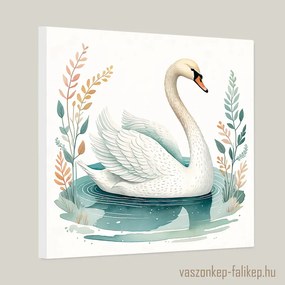 Hattyú a tóban illusztráció akvarell – nyugalmat árasztó prémium falikép 40x40cm