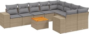 vidaXL 10 részes bézs polyrattan kerti ülőgarnitúra párnával