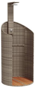 szürke polyrattan és akácfa kültéri zuhanyzó 100x100x241,5 cm