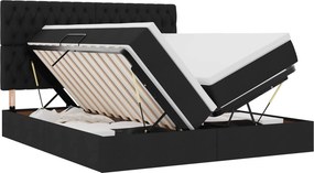 vidaXL Tárolós Ágy matracmal fejtámlával Fekete 200 x 200 cm Műbőr