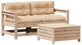 vidaXL 3 részes tömör fenyőfa kerti ülőgarnitúra párnával