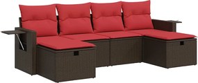 vidaXL 6 részes barna polyrattan kerti ülőgarnitúra párnával