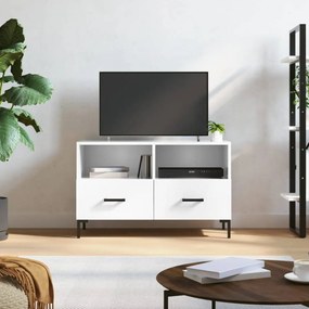 Fehér magasfényű szerelt fa TV-szekrény 80x36x50 cm