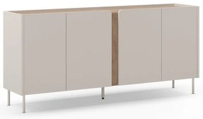 Krémszínű-natúr színű komód tölgyfa dekorral 180x82x40 cm Lucile – Marckeric