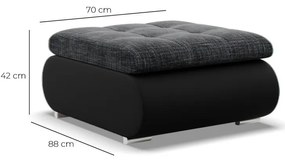 Tokio puff, fonott + műbőr, szürke - fekete