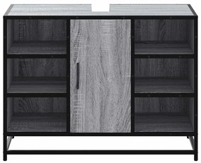 Szürke sonoma szerelt fa fürdőszobai mosdószekrény 80x33x60 cm