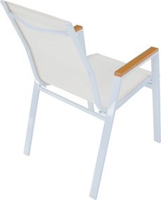 Kerti rakásolható szék, fehér acél/tölgy, BONTO