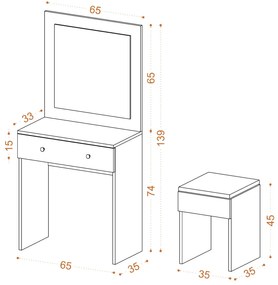 Fésülködőasztal Nesuvi (fehér + arany) . 1094116