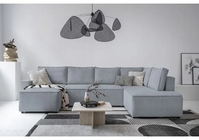 Világosszürke kordbársony kinyitható sarokkanapé (jobb oldali-U alakú) Brave Dave – Miuform