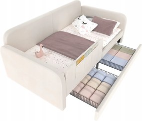 Gyerekágy Kárpitozott ágy Kanapé ágy 90x200CM Fiókok Fehér