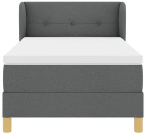 Boxspring Ágy Matraccal - Sötétszürke, 90x200 cm, Textil