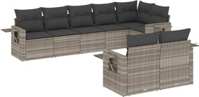 vidaXL 8 részes világosszürke polyrattan kerti ülőgarnitúra párnával