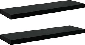 vidaXL 2 db magasfényű fekete MDF lebegő fali polc 80 x 23,5 x 3,8 cm